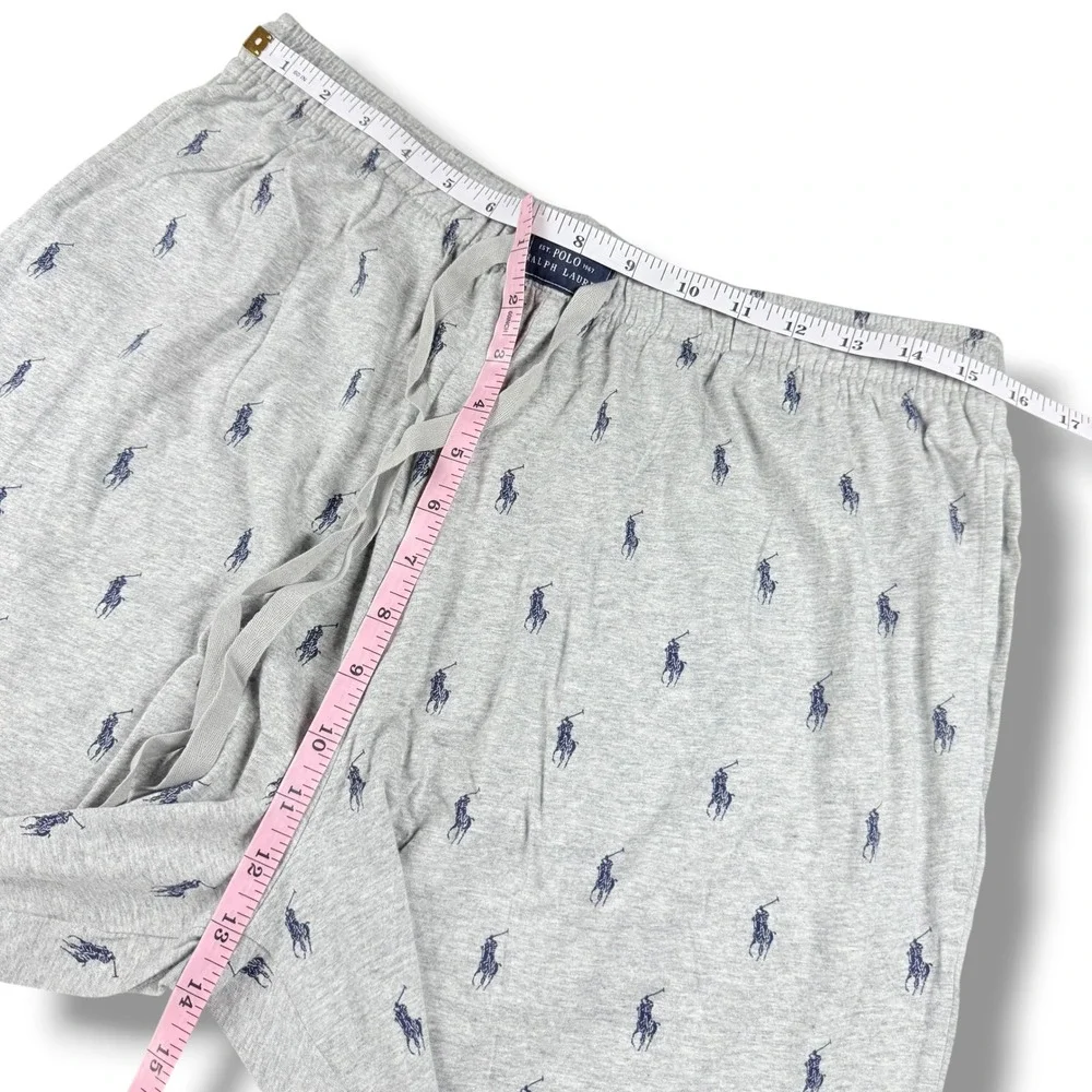 Polo Ralph Lauren Pajama Lounge Pants Men's Large L Gray Allover Pony Print